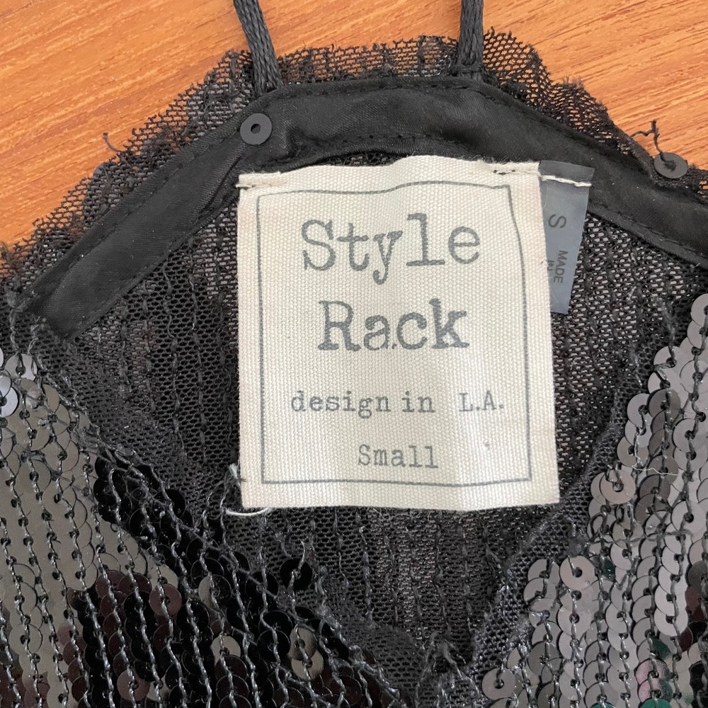 Style Rack Black Sequin Camisole / Racer Top | Size Small - Picture 9 of 9
